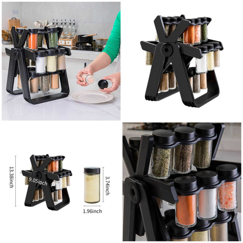 360° Rotating Ferris Wheel Spice Rack – 18-Jar Kitchen Organizer